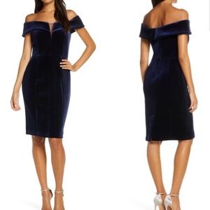Vince Camuto Navy Off-Shoulder Midi Dress
